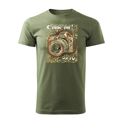 Koszulka dla fotografa z aparatem fotograficznym Canon 5D MK IV męska khaki REGULAR
