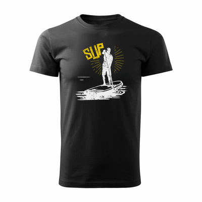 Koszulka surfingowa SUP dla surfera stand up paddle męska czarna REGULAR