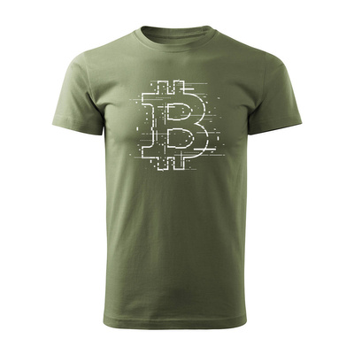 Koszulka bitcoin ethereum prezent dla inwestora męska khaki REGULAR