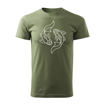 Koszulka ryby znak zodiaku ryby z rybami męska khaki REGULAR