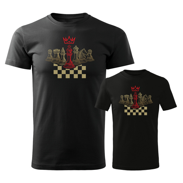Koszulka zestaw dla taty i syna szachy z szachami dla szachisty szachistów czarny