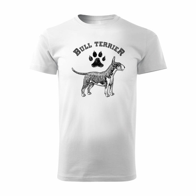 Koszulka z bulterierem bulterier bull terrier męska biała REGULAR