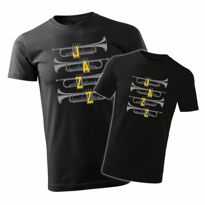 Koszulka zestaw dla taty i syna jazz z trąbką z trąbkami czarny