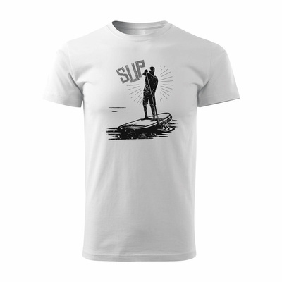 Koszulka surfingowa SUP dla surfera stand up paddle męska biała REGULAR