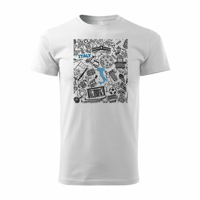 Koszulka Włochy pamiątka z Włoch z Włochami włoska męska biała REGULAR