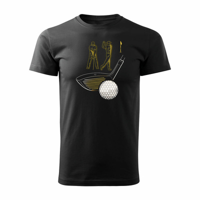 Koszulka golfowa do golfa z golfem golf golfista męska czarna REGULAR