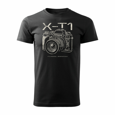 Koszulka dla fotografa z aparatem fotograficznym Fujifilm X-T1 męska czarna REGULAR