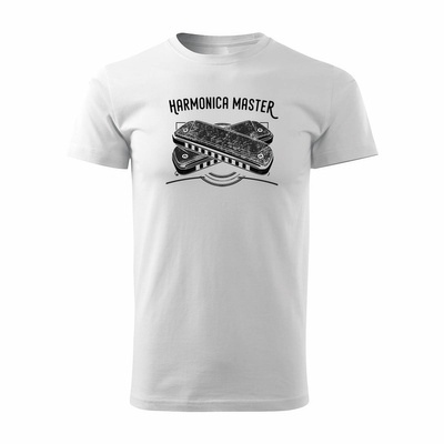 Koszulka harmonijka z harmonijką blues prezent dla muzyka męska biała