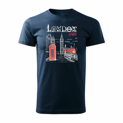 Koszulka GB Londyn dla anglisty nauczyciela angielskiego męska granatowa REGULAR