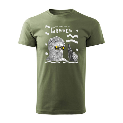 Koszulka Grecja grecka Zeus z Zeusem pamiątka z Grecji męska khaki REGULAR
