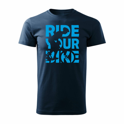 Koszulka rowerowa na rower z rowerem górskim MTB Mountain Bike męska granatowa REGULAR