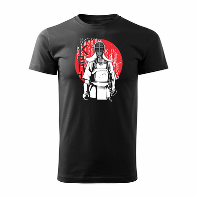 Koszulka azjatycka japońska kendo z samurajem męska czarna REGULAR