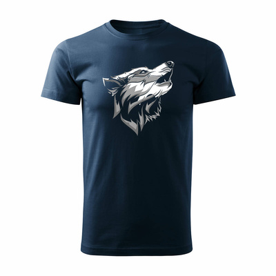Koszulka z wilkiem wilk wilki wilk i zając wilczek męska granatowa REGULAR
