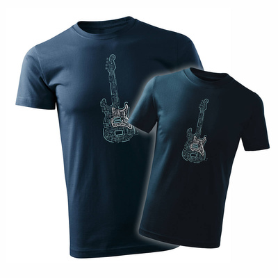 Koszulka zestaw dla taty i syna rock z gitarą elektryczną gitara rockowa dla gitarzysty gitarzystów granatowy