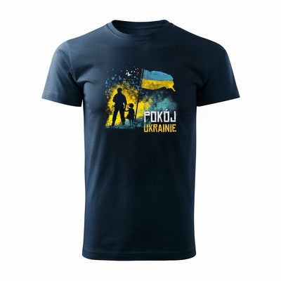 Koszulka koszulki Ukraina flaga Ukrainy wolność pokój  męska granatowa REGULAR