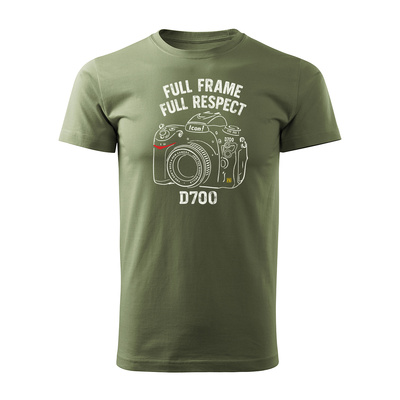 Koszulka dla fotografa z aparatem fotograficznym Nikon D700 męska khaki REGULAR