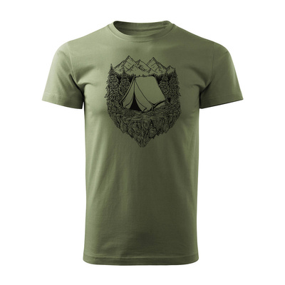 Koszulka górska outdoor namiot góry z górami Tatry męska khaki REGULAR