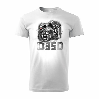Koszulka dla fotografa z aparatem fotograficznym Nikon D850 męska biała REGULAR