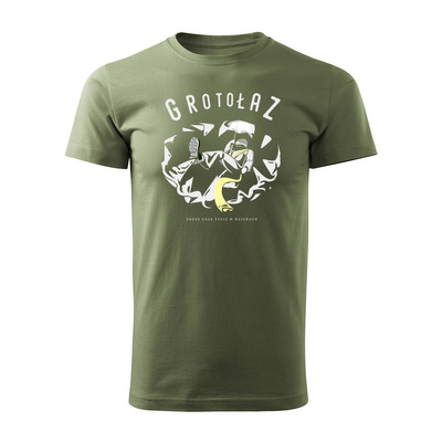 Koszulka z grotołazem dla grotołaza grotołaz grota speleolog speleologa męska khaki REGULAR