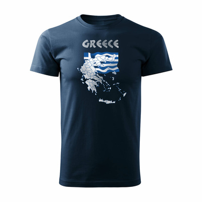 Koszulka Grecja Mapa Grecji Zakyntos Kefalonia Kreta Rodos męska granatowa REGULAR