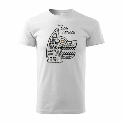 Koszulka z psem dirty dog person prezent dla miłośnika psów męska biała REGULAR