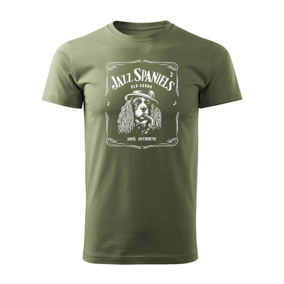 Koszulka męska spaniel ze spanielem z psem tshirt jazz whiskey prezent męska khaki