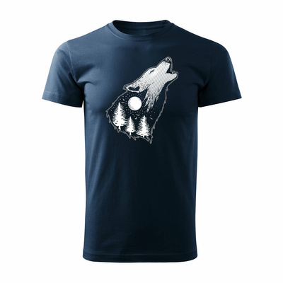 Koszulka z wilkiem wilk wilki wilk i zając wilczek męska granatowa REGULAR