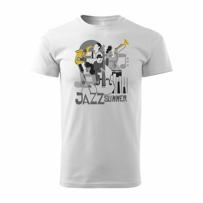 Koszulka dla muzyka jazz afrobeat smooth jazzowa męska biała REGULAR