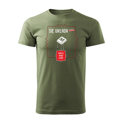 Koszulka ze Scrabble dla miłośnika gry w Scrabble Master prezent męska khaki REGULAR