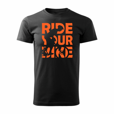 Koszulka rowerowa na rower z rowerem górskim MTB Mountain Bike męska czarna REGULAR