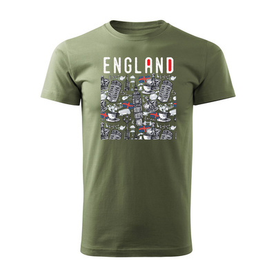 Koszulka England Londyn dla anglisty nauczyciela angielskiego męska khaki REGULAR