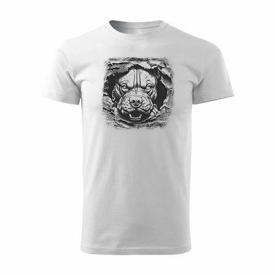Koszulka Pit Bull z psem Pit Bull Pitbull Pitbulem Pit bulem bullem męska biała