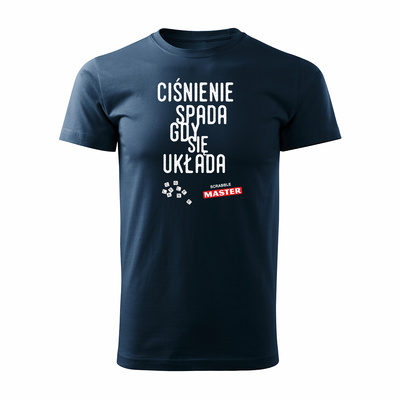 Koszulka ze Scrabble dla miłośnika gry w Scrabble Master prezent męska granatowa REGULAR