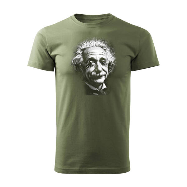 Koszulka męska z Einsteinem Einstein prezent dla nauczyciela fizyki męska khaki