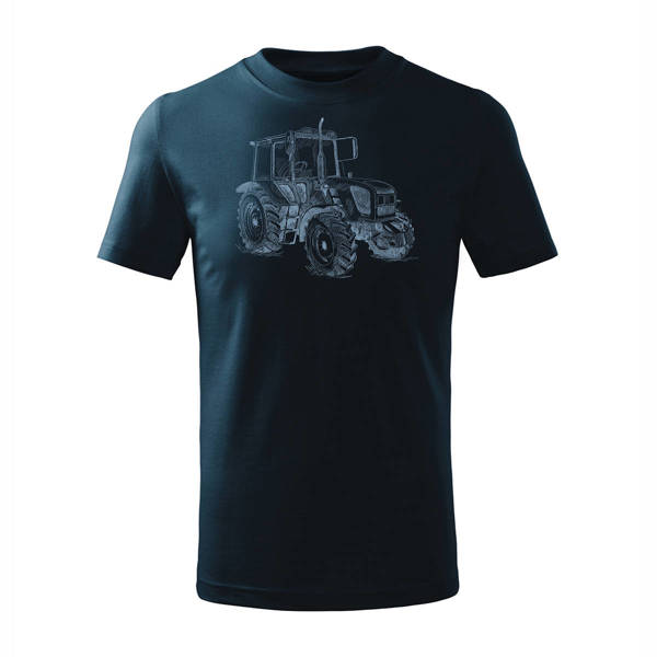 Koszulka z traktorem traktor dla rolnika John Deere Claas New Holland Fendt dziecięca granatowa