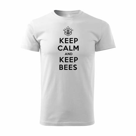 Koszulka pszczoła dla pszczelarza keep calm and keep bees z pszczołą pszczoła męska biała REGULAR