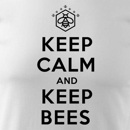 Koszulka pszczoła dla pszczelarza keep calm and keep bees z pszczołą pszczoła męska biała REGULAR