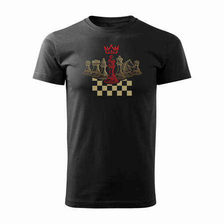 Koszulka szachy dla szachisty z szachami w szachy męska czarna REGULAR