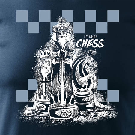 Koszulka szachy dla szachisty z szachami w szachy męska granatowa REGULAR