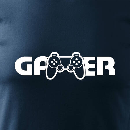 Koszulka z padem dla gracza gamer gamingowa ps 5 męska granatowa REGULAR